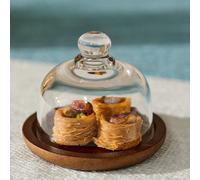 Cloche à dessert en verre avec couvercle - Bol de service moderne couvert pour les noix, les fruits et les collations, plateau de service pour le Ramadan et l'Aïd Taille UniqueVerre