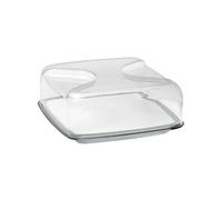 Guzzini – Cloche à fromage Carrée Gocce – 25,5 x 25,5 x h11,5 cm – Gris Ciel d'hiver