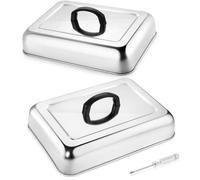 Cloche à vapeur rectangulaire en acier inoxydable avec poignée résistante à la chaleur, pour la cuisson au teppanyaki