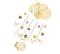 Cloche à Vent Suspendue Feuille de Ginkgo Dorée en Métal pour Jardin