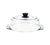 Cloche alimentaire en verre et silicone avec poignée pour micro-ondes | Couvercle chauffant réutilisable en verre transparent pour micro-ondes, 27,9 cm pour bols, assiettes et plats allant au four
