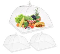 Cloche Alimentaire Pliable 3 Pièces en Maille Anti-Mouches Blanc 12 Pouces