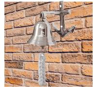 Cloche de bateau avec ancre, décoration murale nautique, argent