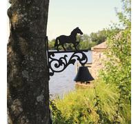 Cloche de jardin de porte ancienne cheval fonte marron 23x26cm