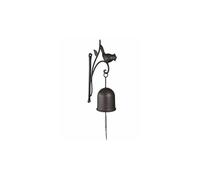 Cloche de Porte Cloche d'Entrée Motif Oiseau en Fer & Fonte Noir 7x7x38cm