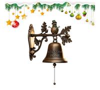 Cloche de porte vintage à suspendre avec rennes de Père Noël et bonhomme de neige, ornement de bienvenue classique pour les fêtes de Noël | Décoration de cour