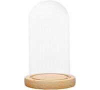 Cloche de présentation en verre, Couvercle de dôme en verre avec vitrine table à Base bois, 2 pièces 5 10cm diamètre(10x13cm)