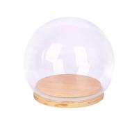 Cloche de présentation en verre, Dôme d'affichage de pot Cloche en verre avec Base bois 8-13cm 2 pièces