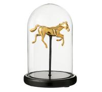 Cloche Déco en Verre Cheval 22cm Doré