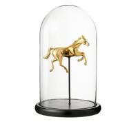 Cloche Déco en Verre Cheval 38cm Doré
