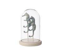 Cloche Déco en Verre "Hippocampe" 22cm Bleu