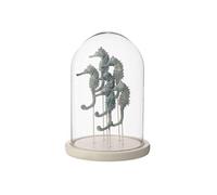 Cloche Déco en Verre "Hippocampe" 26cm Bleu