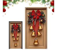 Cloche dorée - Panneau de Noël - Bannière - Tissu 2D à suspendre | Bannière de fond de fête pour l'intérieur et l'extérieur, pour la maison, les fêtes, la ferme, le Nouvel An et le vent