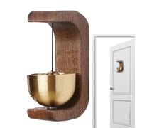 Cloche d'ouverture de porte - Carillon suspendu en laiton - Cloche d'entrée en bois - Accessoire d'alarme de sécurité adhésive - Sonnette de porte avec bruit agréable - Pour porte coulissante