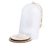 Cloche En Plastique Avec Socle, 8cm 13cm, Av. Cordon De Jute