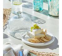 Cloche en verre avec plateau Barnsdale transparent/blanc H/Ø env. 14/21.5 cm