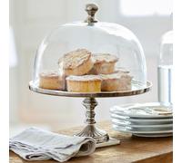 Cloche en verre avec plateau Mine argenté/transparent H/Ø env. 35/29 cm