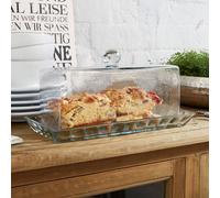 Cloche en verre avec plateau Nelia transparent H/L/P env. 18/39/22 cm