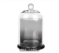 Cloche en verre cristal gris fumé, dôme de présentation 160 mm, hauteur 6,3 in avec couvercle, cache épais en verre pour bougies, desserts, pierres parfumées, déco maison, idée cadeau