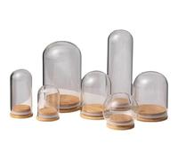 Cloche en verre, dôme d'affichage de pot de cloche, couvercle de dôme en verre transparent, 1 cloche de pot de cloche en verre scellé avec base en bois, bocal en verre borosilicaté transparent, boutei