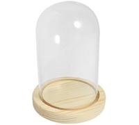 Cloche en Verre Transparente avec Socle en Bois pour Fleurs Séchées | Base Ronde, Style et Fabrication Soignée, Usage Intérieur ou Extérieur, Décoration de Fleur Protégée
