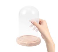 Cloche en Verre Transparente pour Fleurs Préservées, Base Bois | Observation Claire et Fond Antidérapant, pour DIY Floral, Dôme Fait Main, Anniversaire et Saint-valentin