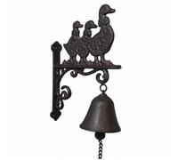 Cloche ou Applique Carillon Murale Motifs Oies en Fonte Patinée Marron 7,5x16,5x24,5cm