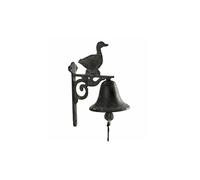 Cloche Sonnette Carillon Clochette de Porte Murale sur Crédence Motif Canard en Fonte Patinée Grise 10,50x16x23cm