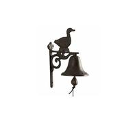 Cloche Sonnette Carillon Clochette de Porte Murale sur Crédence Motif Canard en Fonte Patinée Marron 10,50x16x23cm