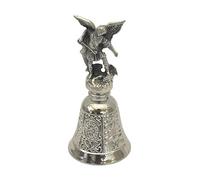 Clochette liturgique - Cloche Saint Michel Archange plaqué Argent - Protection de Ange Gardien pour déjouer Le Mal - h 7,5 cm