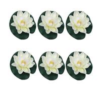 Clockjuan Lot de 6 fleurs de lotus artificielles flottantes en mousse avec nénuphar - Idéales pour patio, étang, piscine, aquarium, maison, jardin, fête de mariage, décoration de vacances, jardins