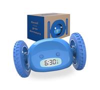 CLOCKY Réveil Matin Roulant Forte Sonnerie pour Gros Dormeurs | Reveil Puissant pour Sourd Tres Bruyant Chambre Adulte Enfant Adolescent Reveil LED Roule Saute, Cadeau Amusant, Bleu