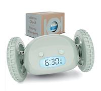 CLOCKY Réveil Matin Roulant Forte Sonnerie pour Gros Dormeurs | Reveil Puissant pour Sourd Tres Bruyant Chambre Adulte Enfant Adolescent Reveil LED Roule Saute, Cadeau Amusant,Sauge