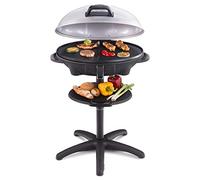 Cloer 6789 Barbecue Électrique sur Pied, Grill Extérieur avec Thermomètre Intégré, Revêtement Antiadhésif, 2400 W, Surface 38,5 x 52,5 cm, Rangement Compact