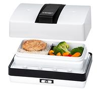 Cloer 800MBX Boîte à Repas pour réchauffer Les Aliments avec Plateau et Verre doseur Amovible Plaque de Cuisson en Acier Inoxydable Combinable Set de boîtes à Repas Blanc 1,2 l