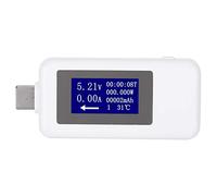 Cloimei Testeur de type C multifonctionnel bidirectionnel de tension de courant DC, voltmètre numérique, moniteur USB, détecteur de chargeur avec corps en alliage d'aluminium pour (Blanche)