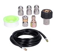 Cloimei Tuyau de Nettoyage des canalisations Kit de Jet d'égout 10 mètres 4000 PSI Nettoyeur Haute Pression Accessoires de buse Rapide Tuyau Flexible en Caoutchouc PVC Solide avec