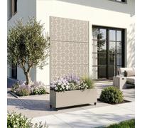Cloison « Aaskis » avec jardinière à roulettes en acier, 190 x 82 x 38 cm, beige