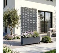 Cloison « Aaskis » avec jardinière à roulettes en acier, 190 x 82 x 38 cm, gris anthracite