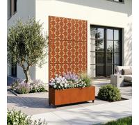 Cloison « Aaskis » avec jardinière à roulettes en acier Corten 190 x 82 x 38 cm, rouille patinée