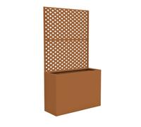 Cloison 'Malja' avec jardinière intégrée et support pour plantes grimpantes, en acier, dimensions 146 x 83 x 31 cm, couleur marron