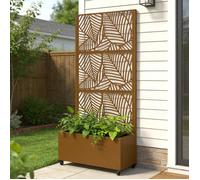 Cloison avec jardinière Surnskoki acier galvanisé 190 x 82 x 38 cm marron