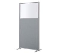 Cloison B-Zen de séparation semi vitrée tissu Bondai gris - H 160 x L 81 cm cadre gris argent -sans pied - Cloisons acoustiques - Bruneau