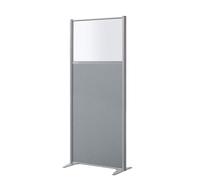 Cloison B-Zen de séparation semi vitrée tissu Bondai gris - H 180 x L 81 cm cadre gris argent -sans pied - Cloisons acoustiques - Bruneau