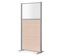 Cloison B-zen semi vitrée bois H 160 x P 81 cm - Chêne clair pied fixe aluminium - Cloisons de séparation - Bruneau