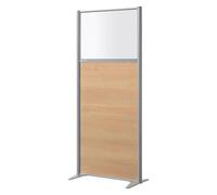 Cloison B-zen semi vitrée bois H 180 x P 81 cm - Hêtre pied fixe aluminium - Cloisons de séparation - Bruneau