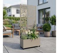 Cloison « Bernalda » avec jardinière à roulettes en acier 190 x 82 x 38 cm, beige ail