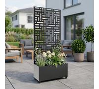 Cloison « Bernalda » avec jardinière à roulettes en acier, 190 x 82 x 38 cm, gris anthracite