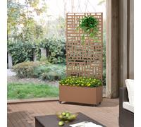 Cloison « Bernalda » avec jardinière à roulettes en acier, 190 x 82 x 38 cm, marron