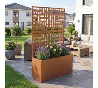 Cloison 'Bernalda' avec jardinière intégrée, en acier, dimensions 146 x 83 x 31 cm, couleur marron
